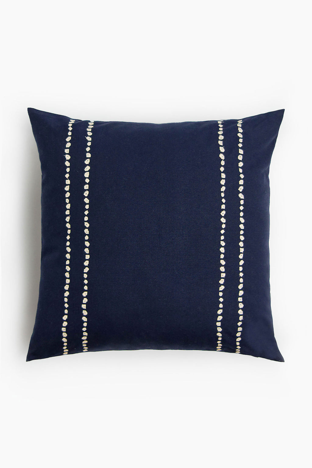 Dotted stripe Border Embroidered Cotton Cushion Cover
