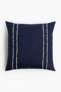 Dotted stripe Border Embroidered Cotton Cushion Cover