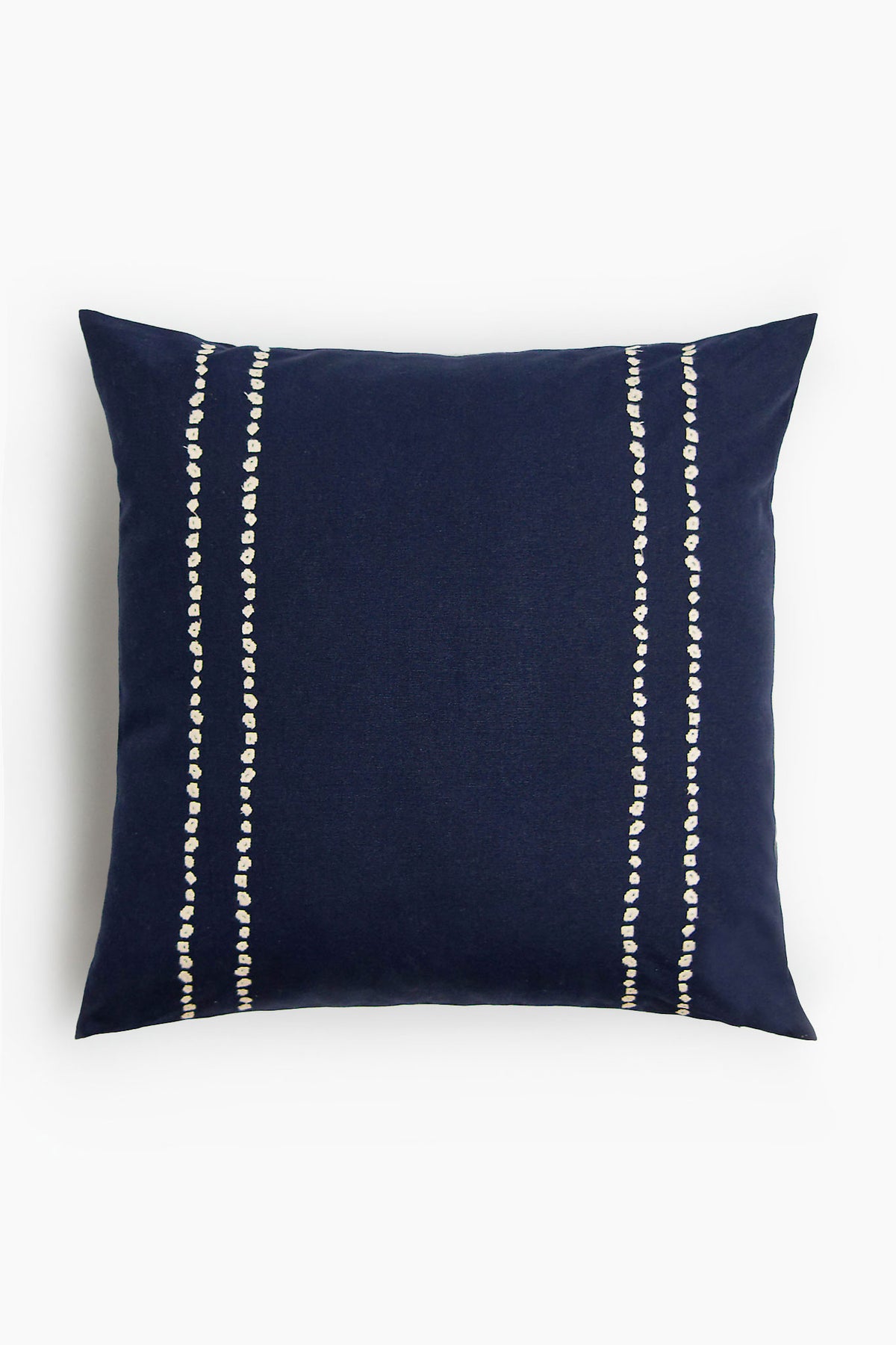 Dotted stripe Border Embroidered Cotton Cushion Cover