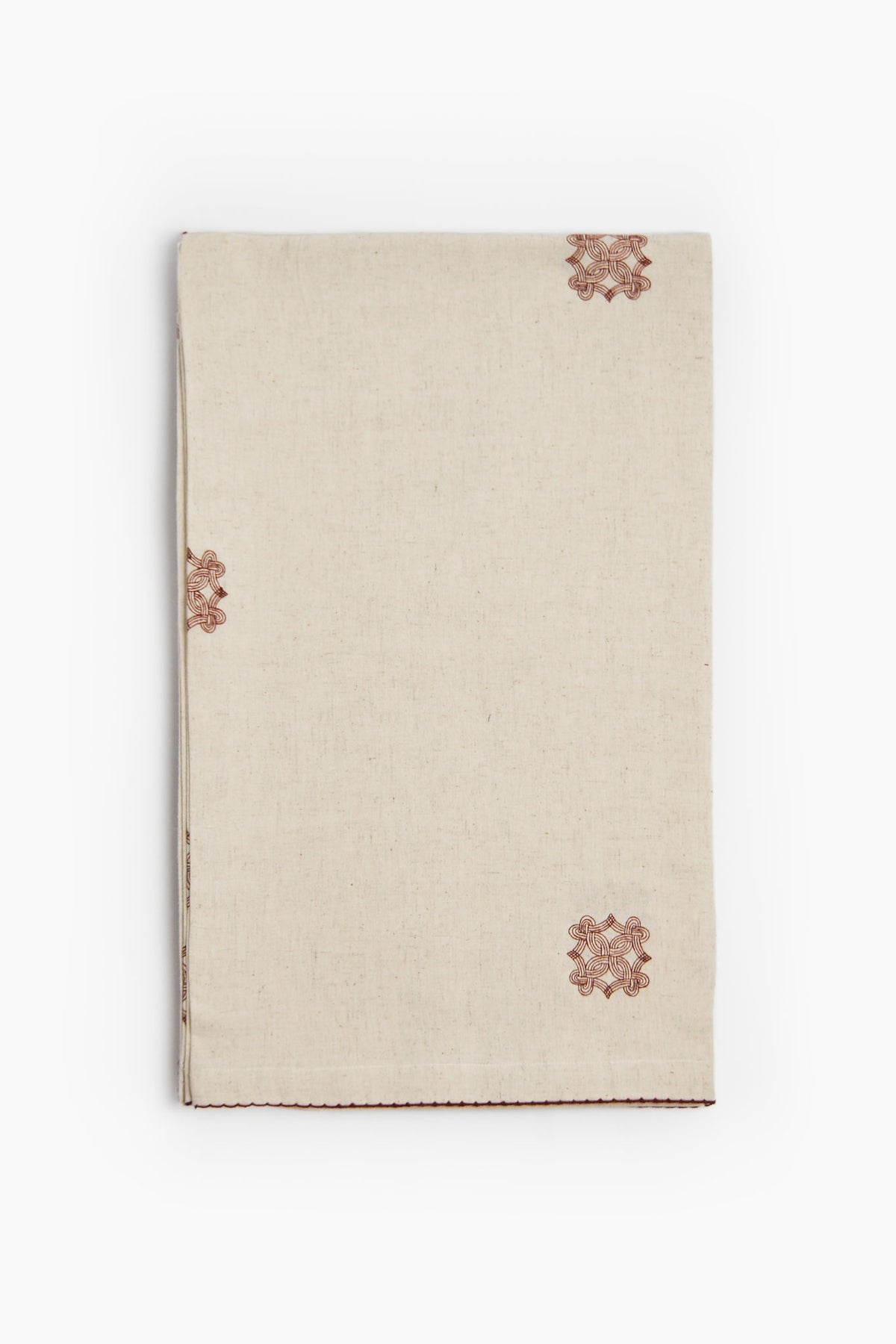 Quiet Kolam Embroidered Cotton Linen Table Cover
