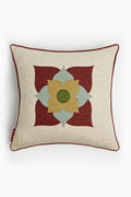 Athangudi Medallion Printed Cotton-Jute Cushion Cover