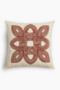 Kolam Knot Embroidered Cotton Linen Cushion Cover
