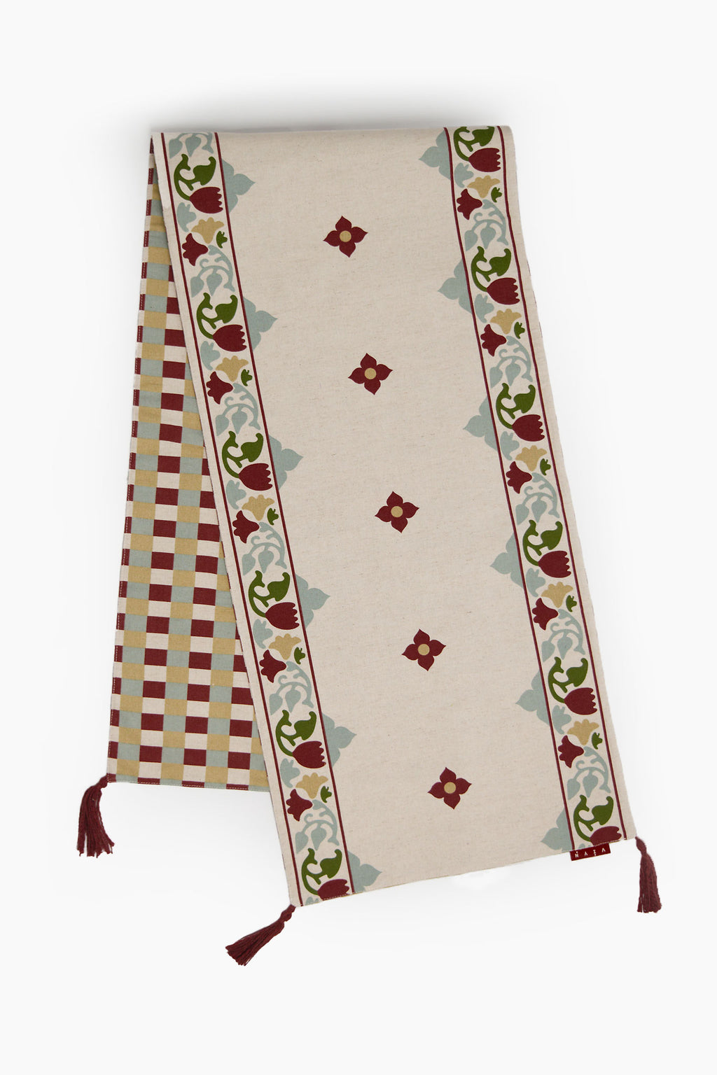 Athangudi Border Reversible Printed Cotton-Jute Table Runner