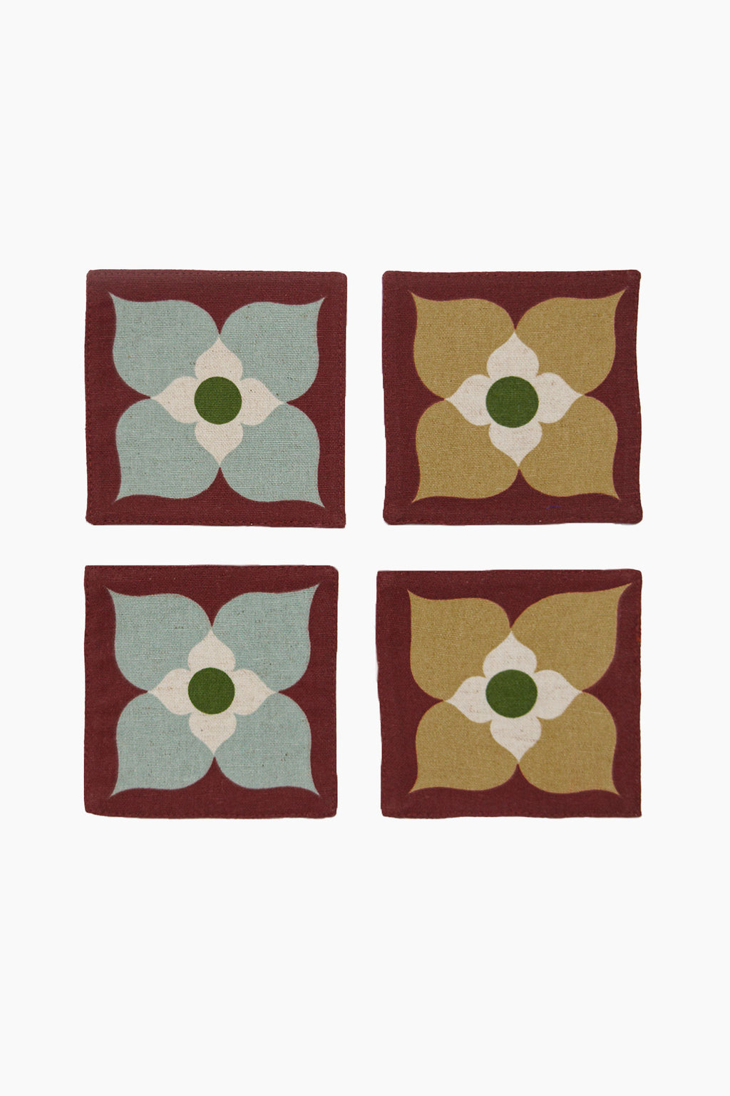Athangudi Medallion Printed Reversible Coaster Set of 4