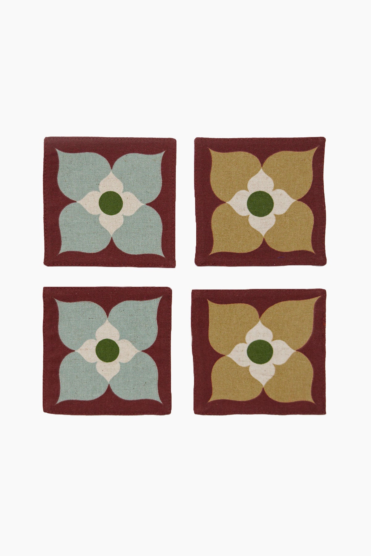 Athangudi Medallion Printed Reversible Coaster Set of 4