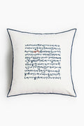 Script Embroidered Cotton Cushion cover