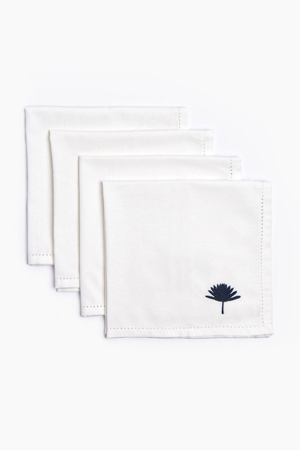 Palm Leaf  Embroidered Cotton Napkin Set of 4