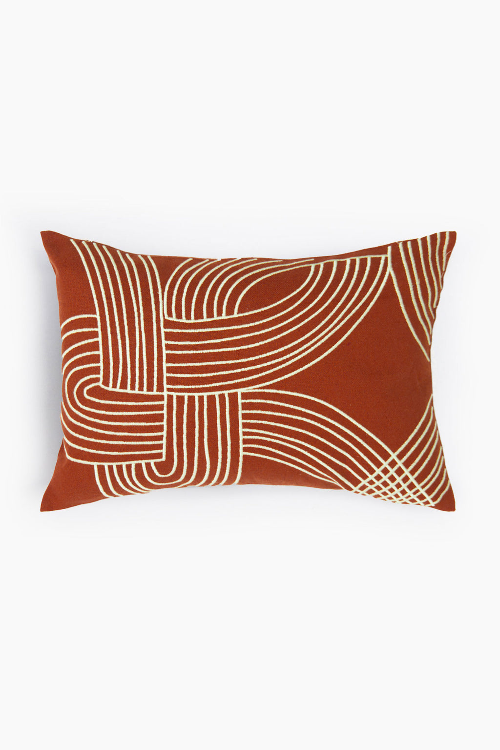 Quiet Arcs Embroidered Cotton Linen Cushion Cover