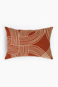 Quiet Arcs Embroidered Cotton Linen Cushion Cover