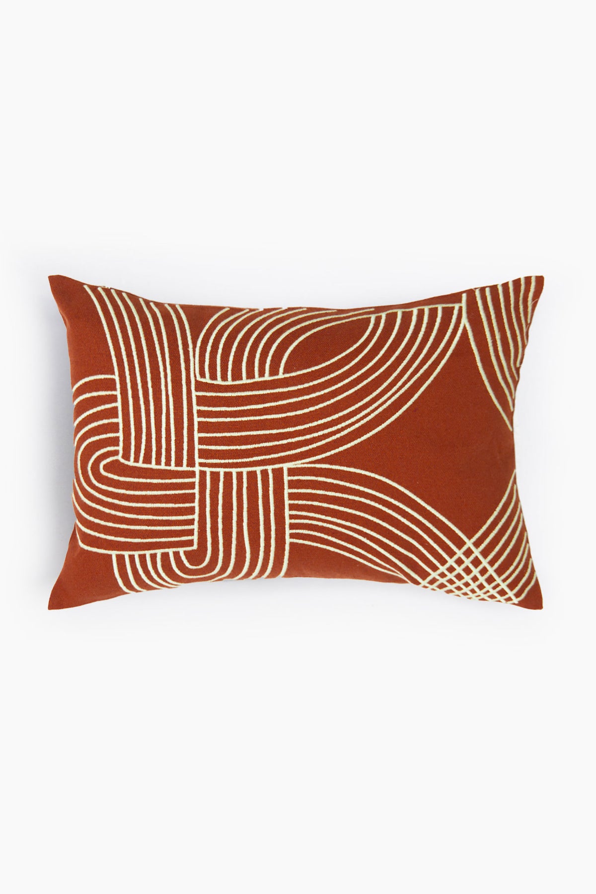 Quiet Arcs Embroidered Cotton Linen Cushion Cover