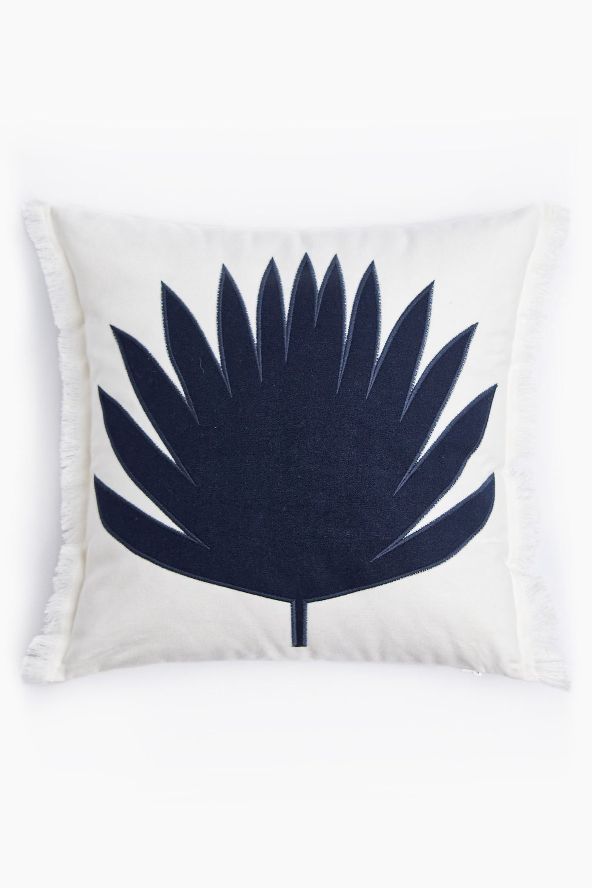 Palm Fan Applique Cotton Cushion Cover