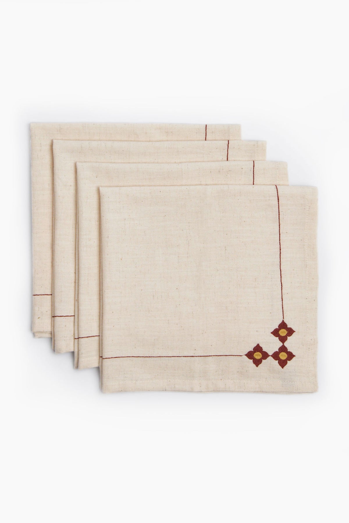 Athangudi Embroidered Cotton Linen Napkin Set of 4