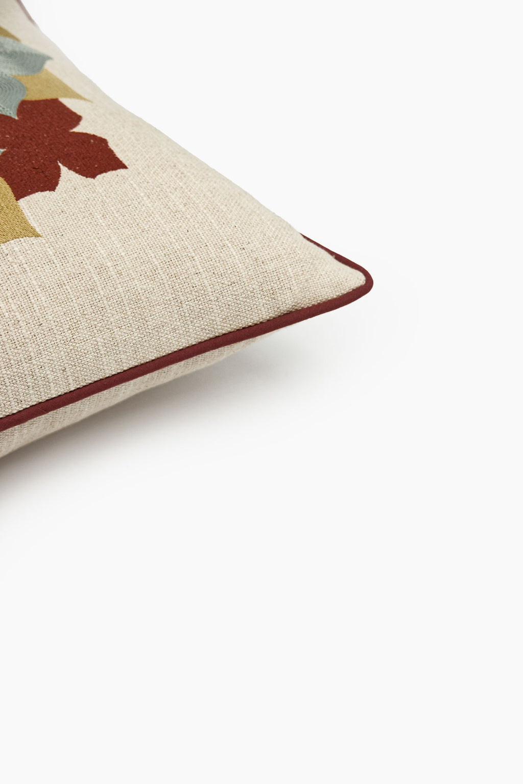 Athangudi Rosette Embroidered Cotton-Jute Cushion Cover
