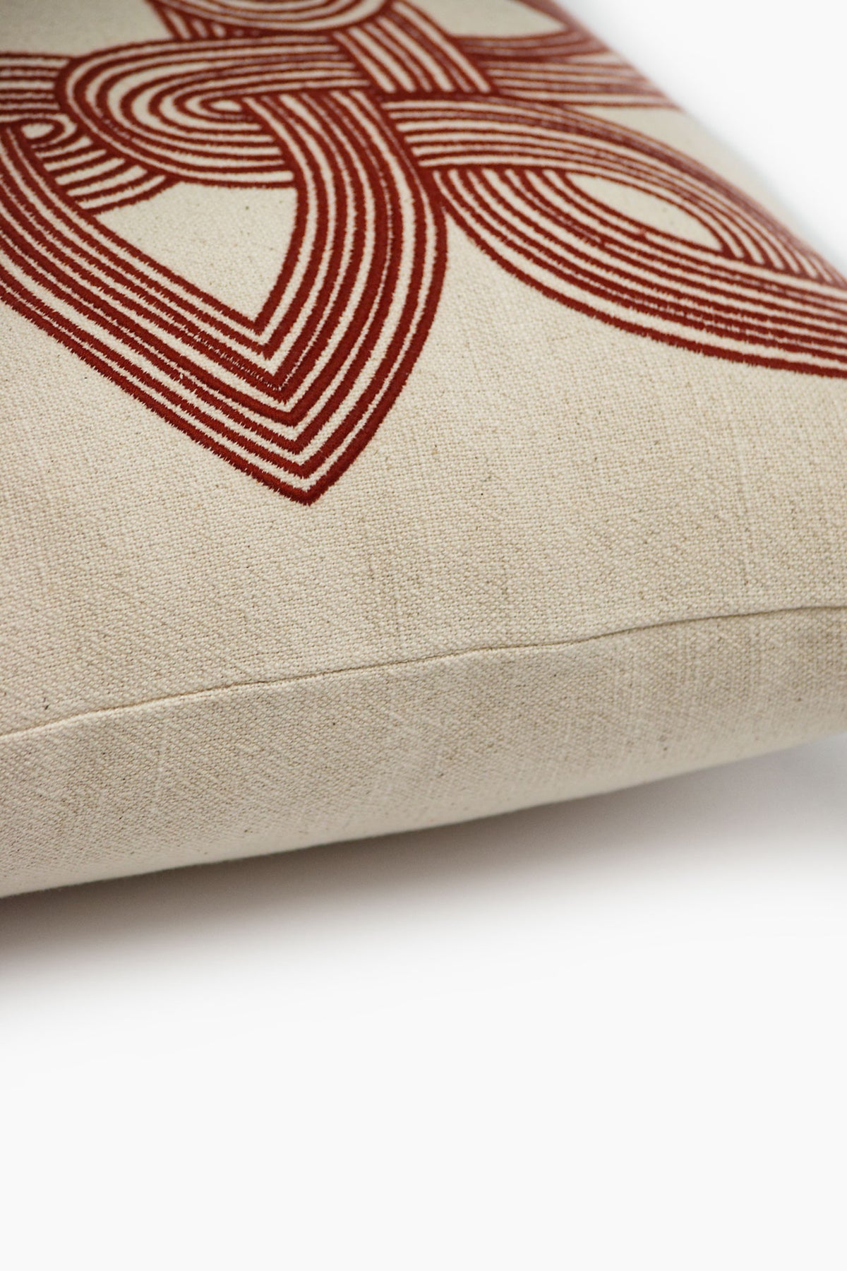Kolam Knot Embroidered Cotton Linen Cushion Cover