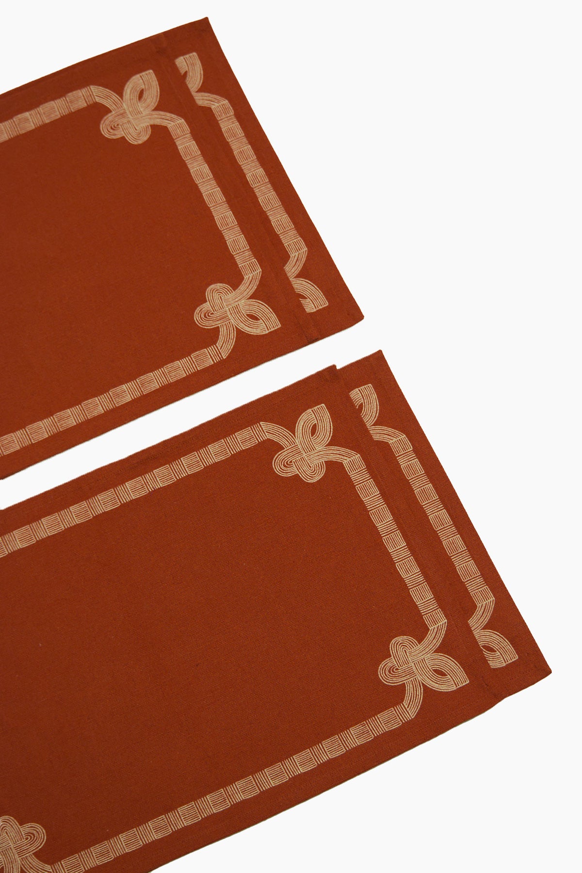 Kolam Border Printed Cotton Linen Table Mat Set of 4