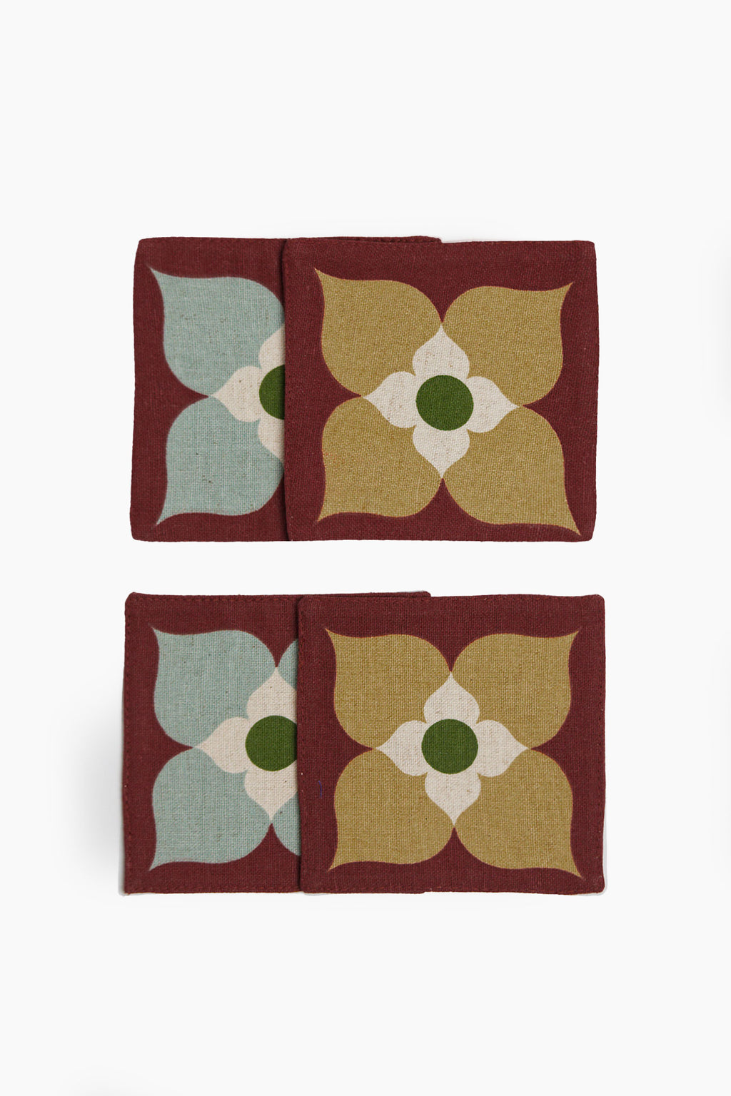 Athangudi Medallion Printed Reversible Coaster Set of 4