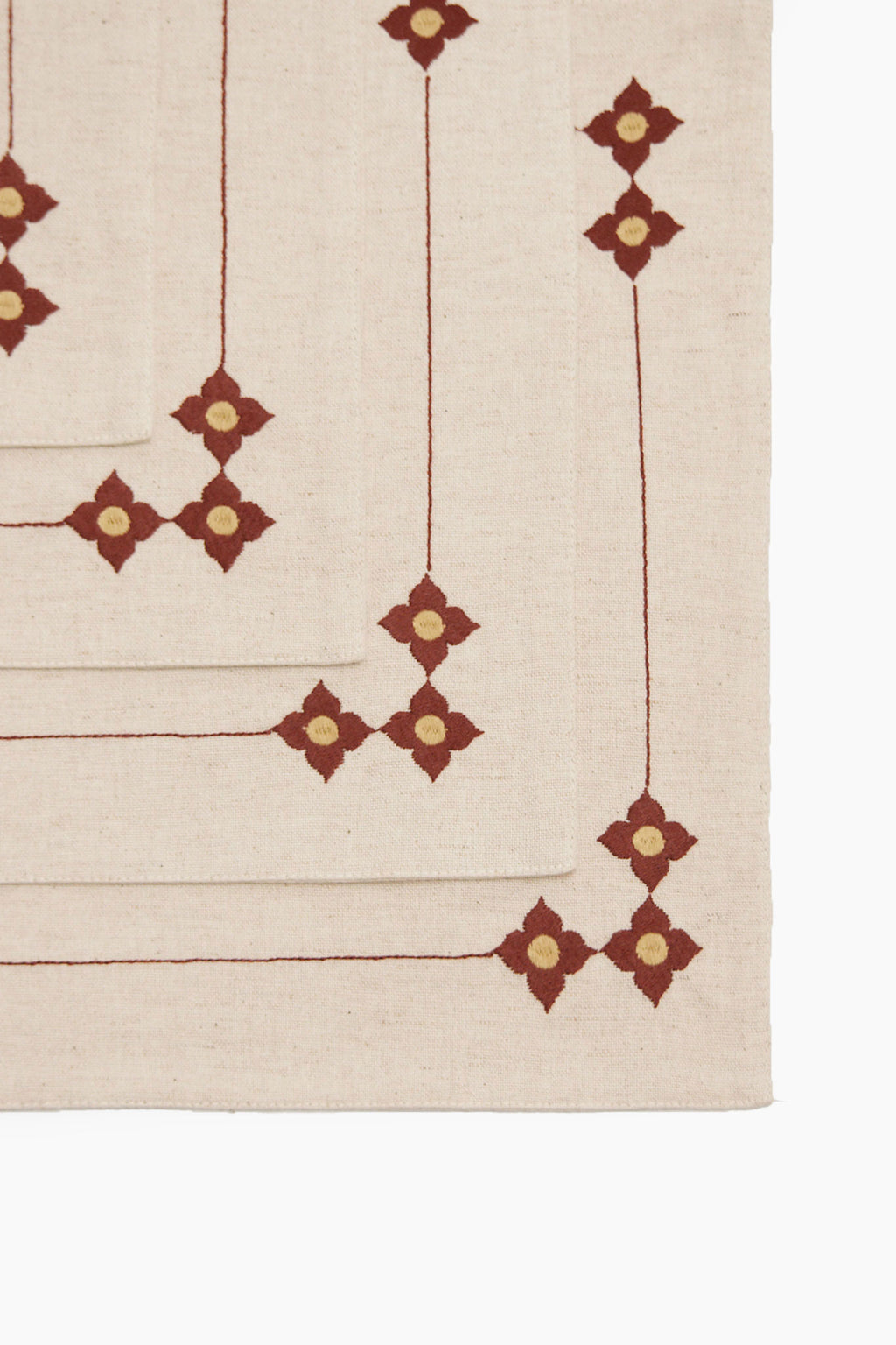 Athangudi Embroidered Cotton-Jute Table Mat Set of 4