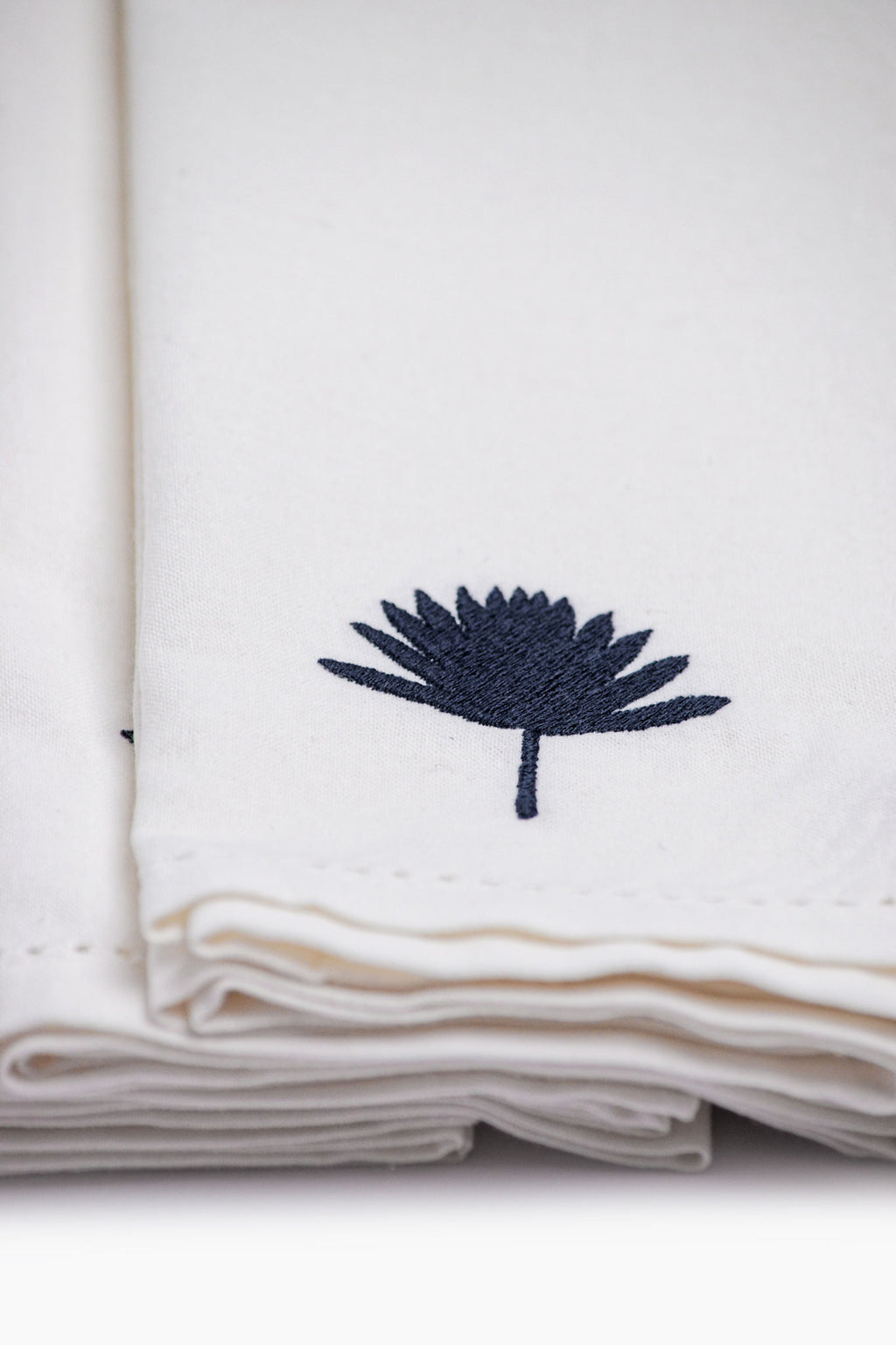 Palm Leaf  Embroidered Cotton Napkin Set of 4