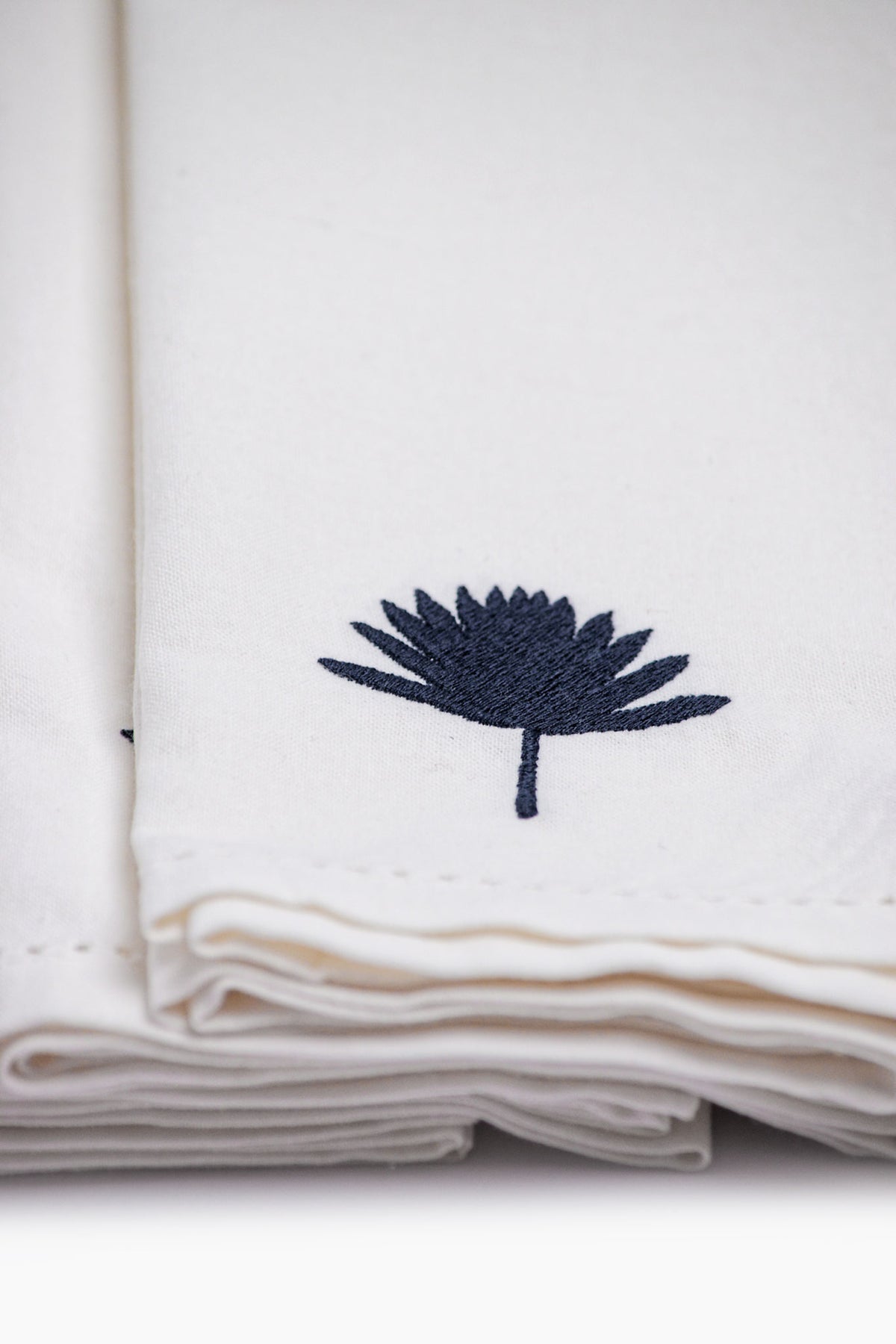 Palm Leaf  Embroidered Cotton Napkin Set of 4