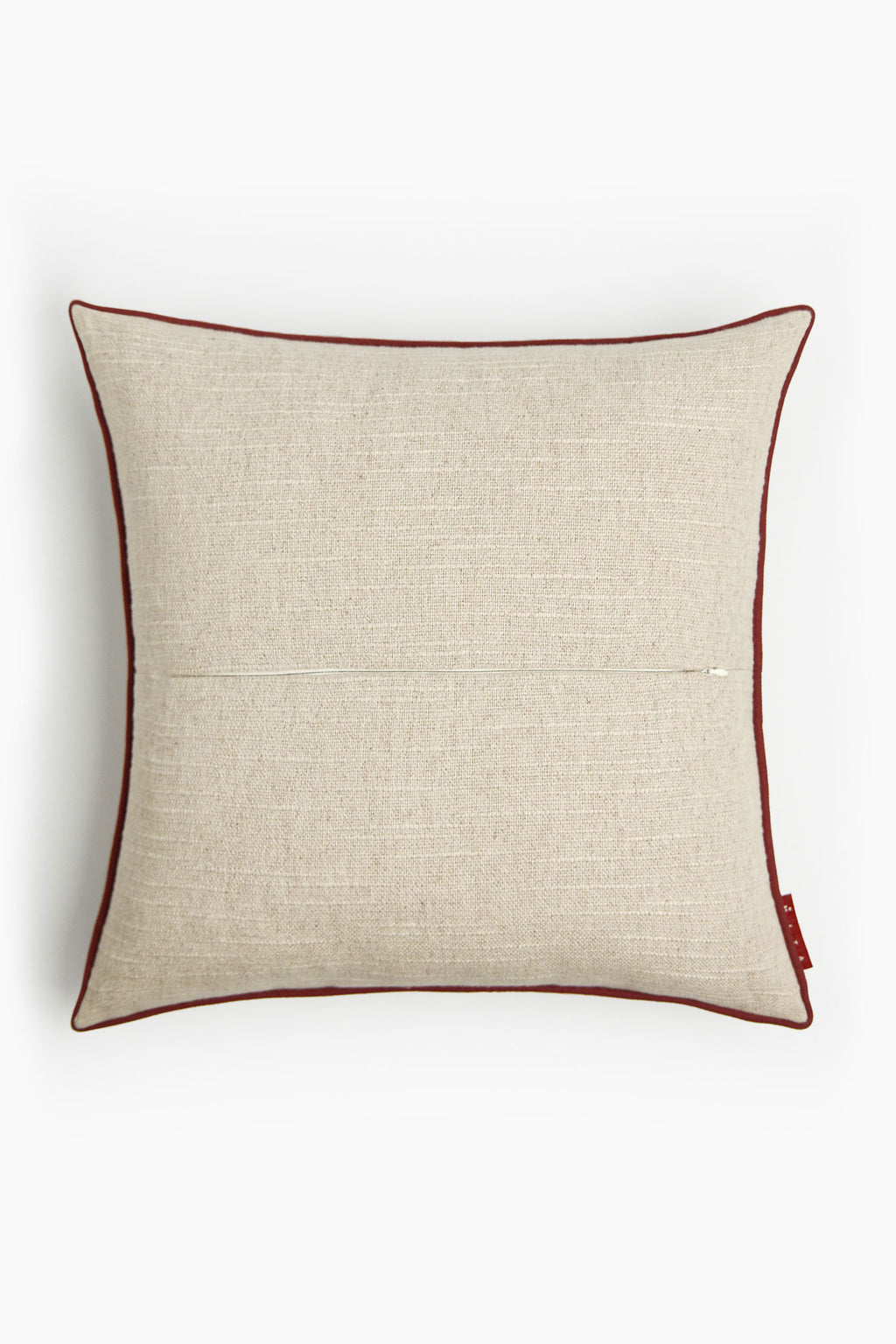 Athangudi Medallion Printed Cotton-Jute Cushion Cover