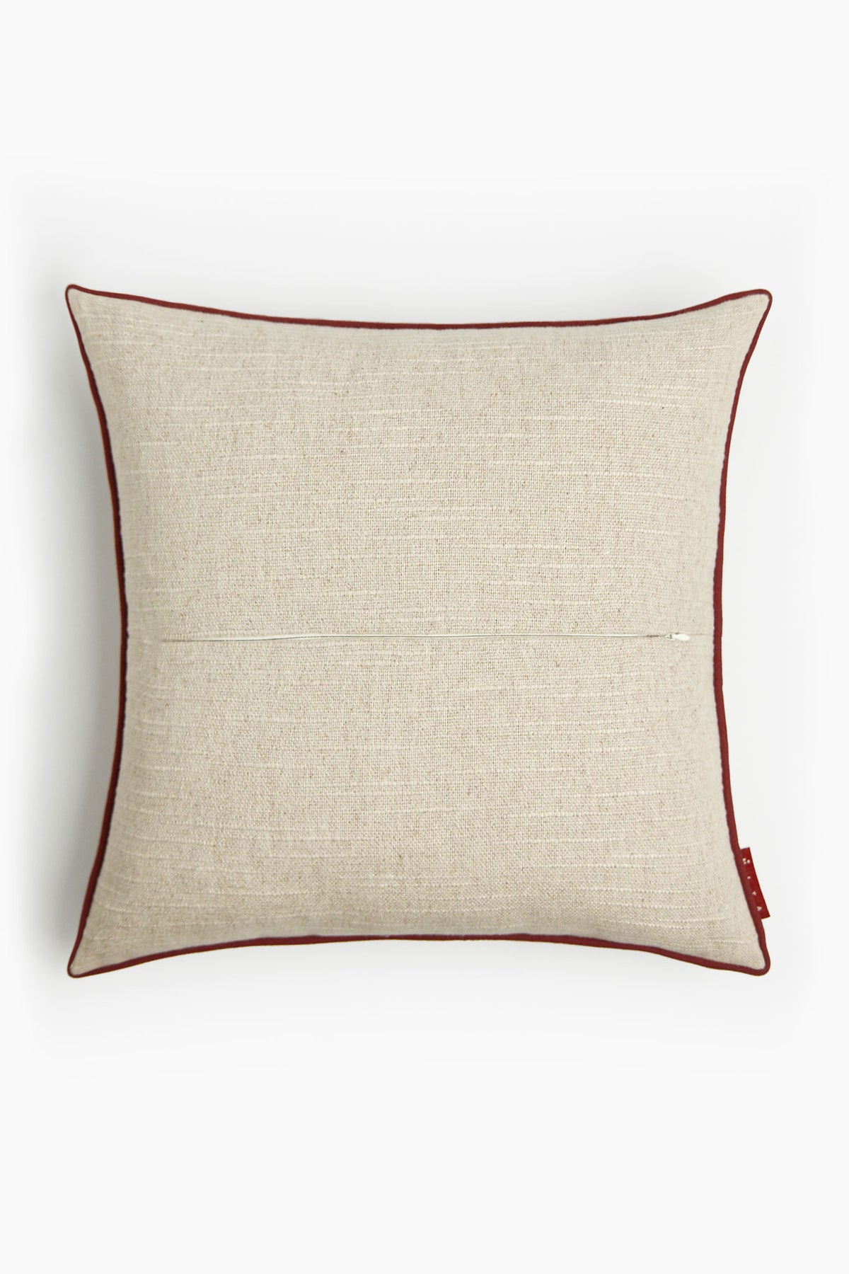 Athangudi Medallion Printed Cotton-Jute Cushion Cover