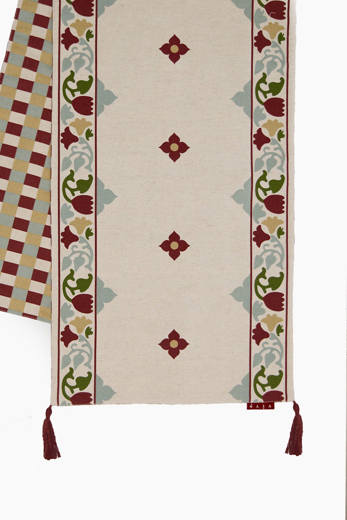 Athangudi Border Reversible Printed Cotton-Jute Table Runner