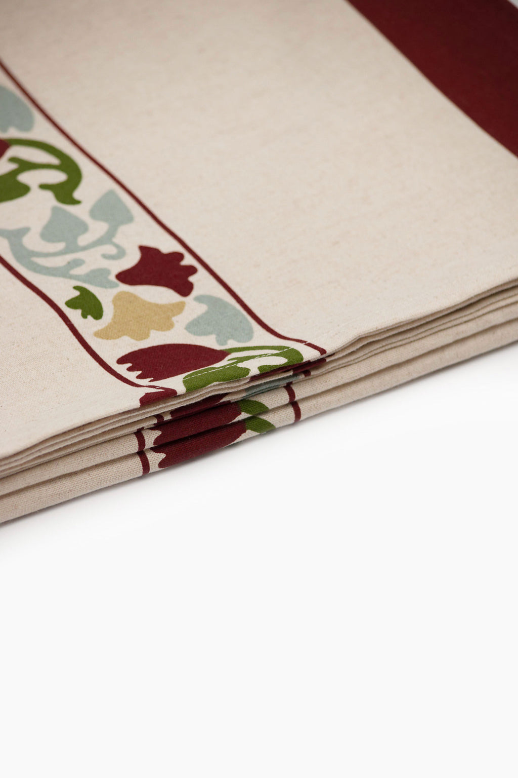 Athangudi Border Printed Cotton-Jute Table Cloth