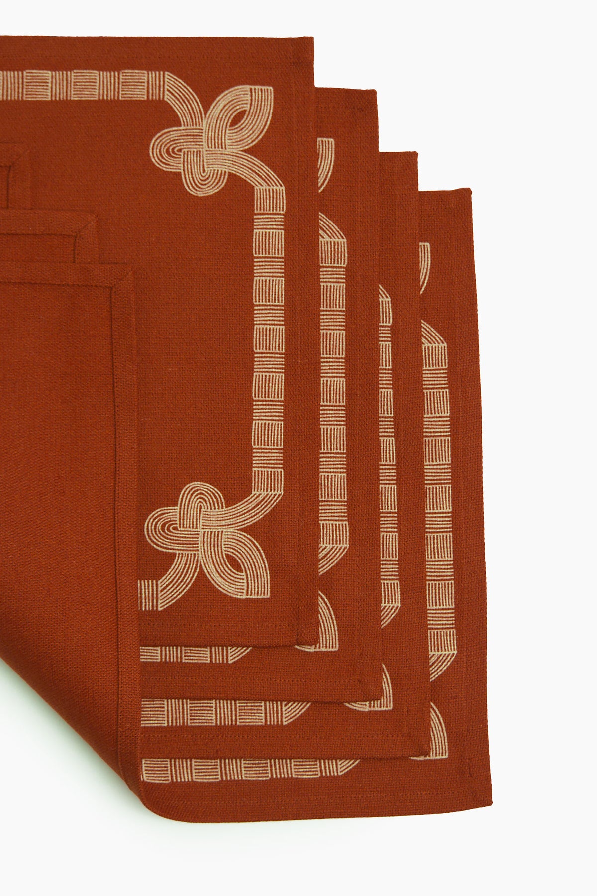 Kolam Border Printed Cotton Linen Table Mat Set of 4
