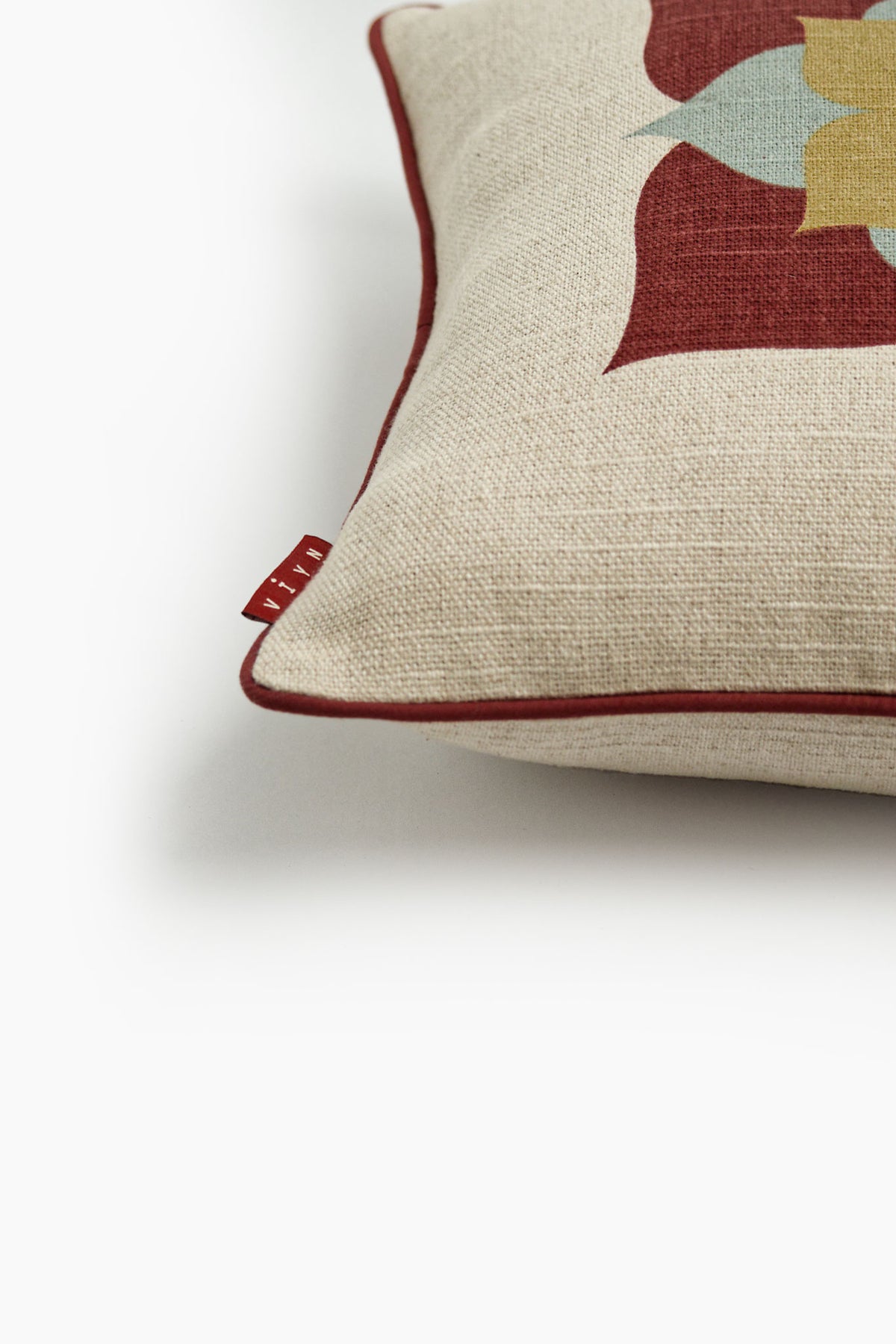 Athangudi Medallion Printed Cotton-Jute Cushion Cover