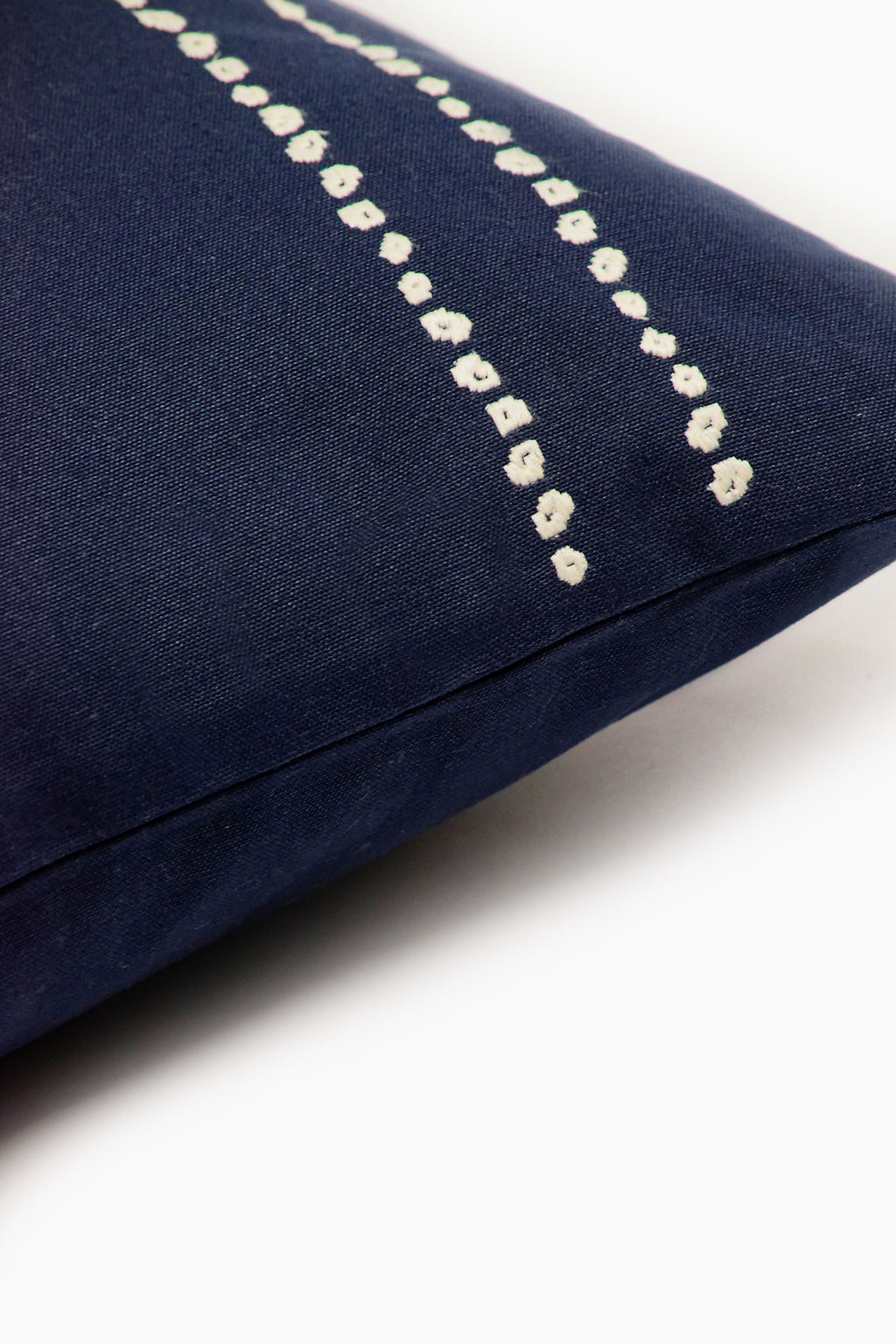 Dotted stripe Border Embroidered Cotton Cushion Cover