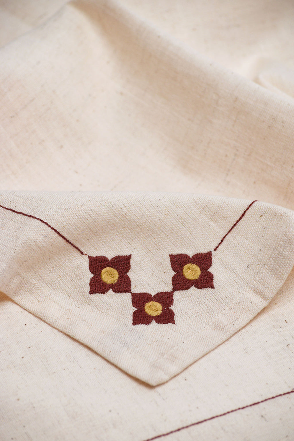 Athangudi Embroidered Cotton Linen Napkin Set of 4