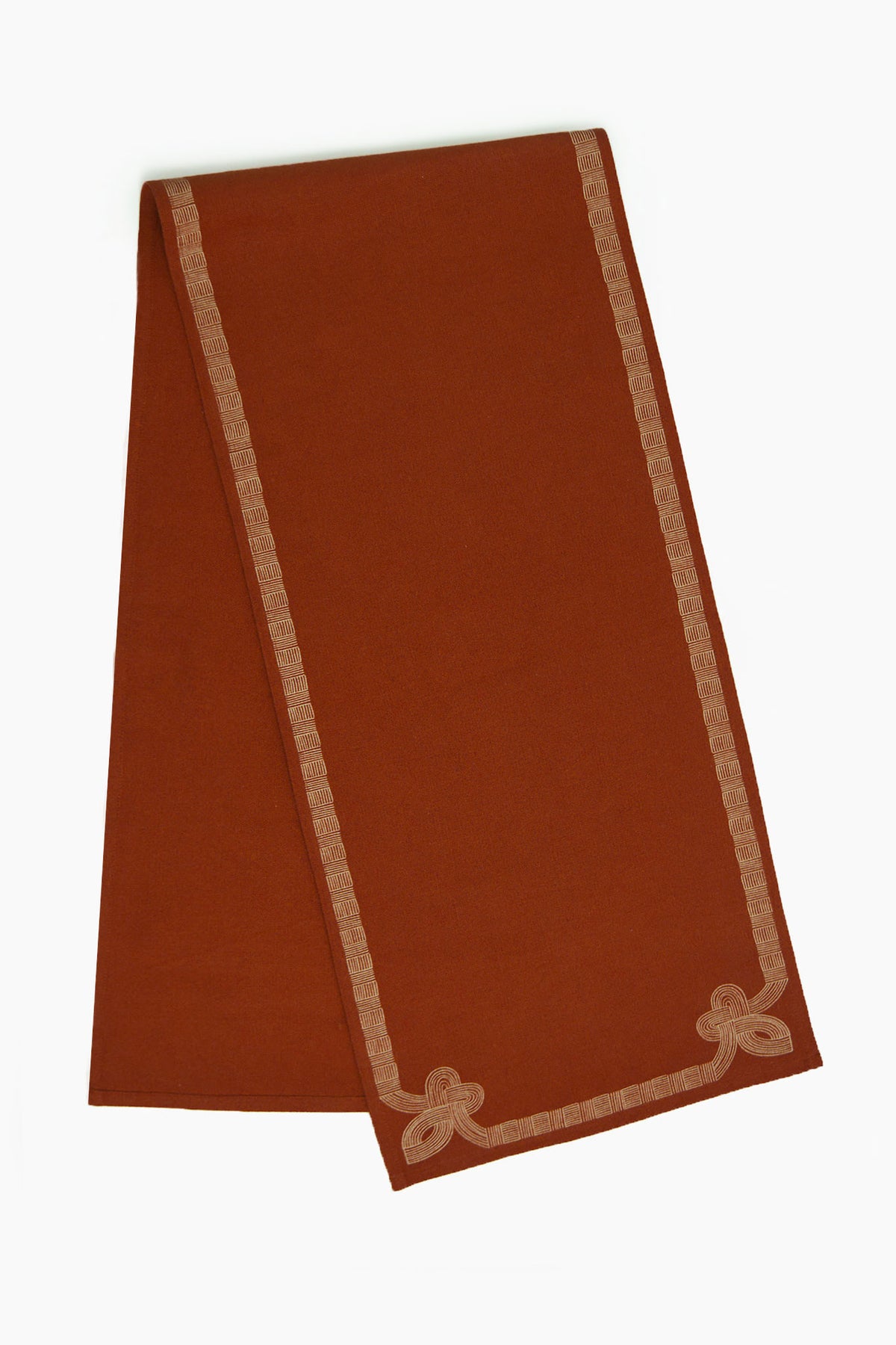Kolam Border Printed Cotton Linen Table Runner