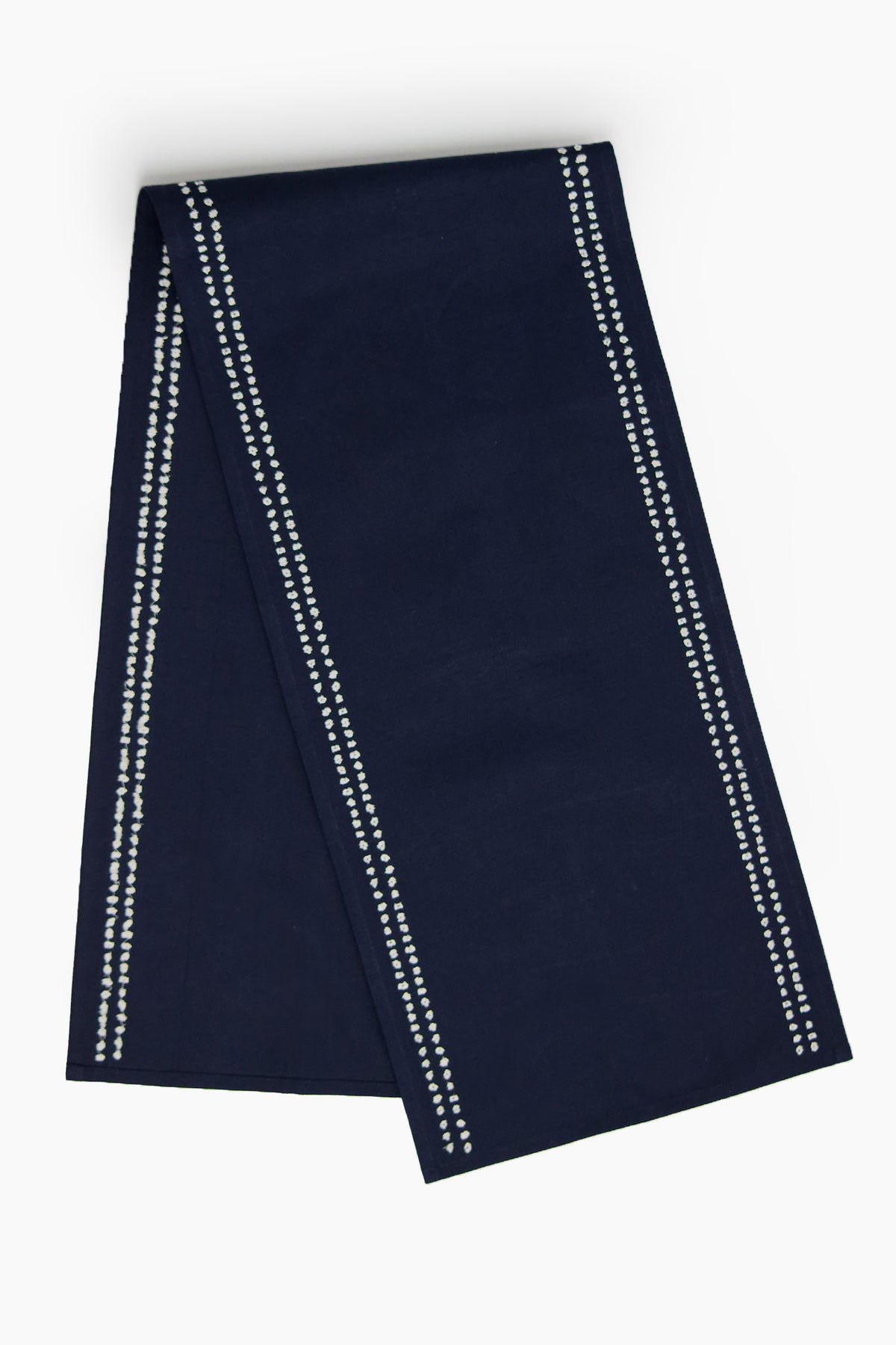 Dotted Stripe Embroidered Cotton Runner