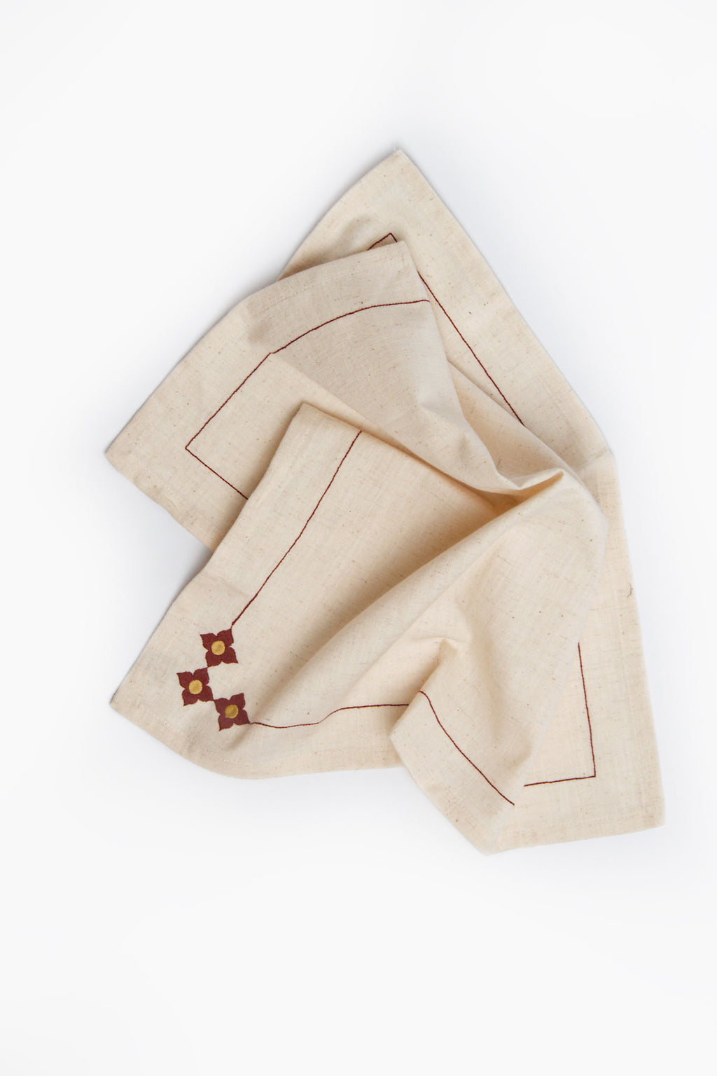 Athangudi Embroidered Cotton Linen Napkin Set of 4