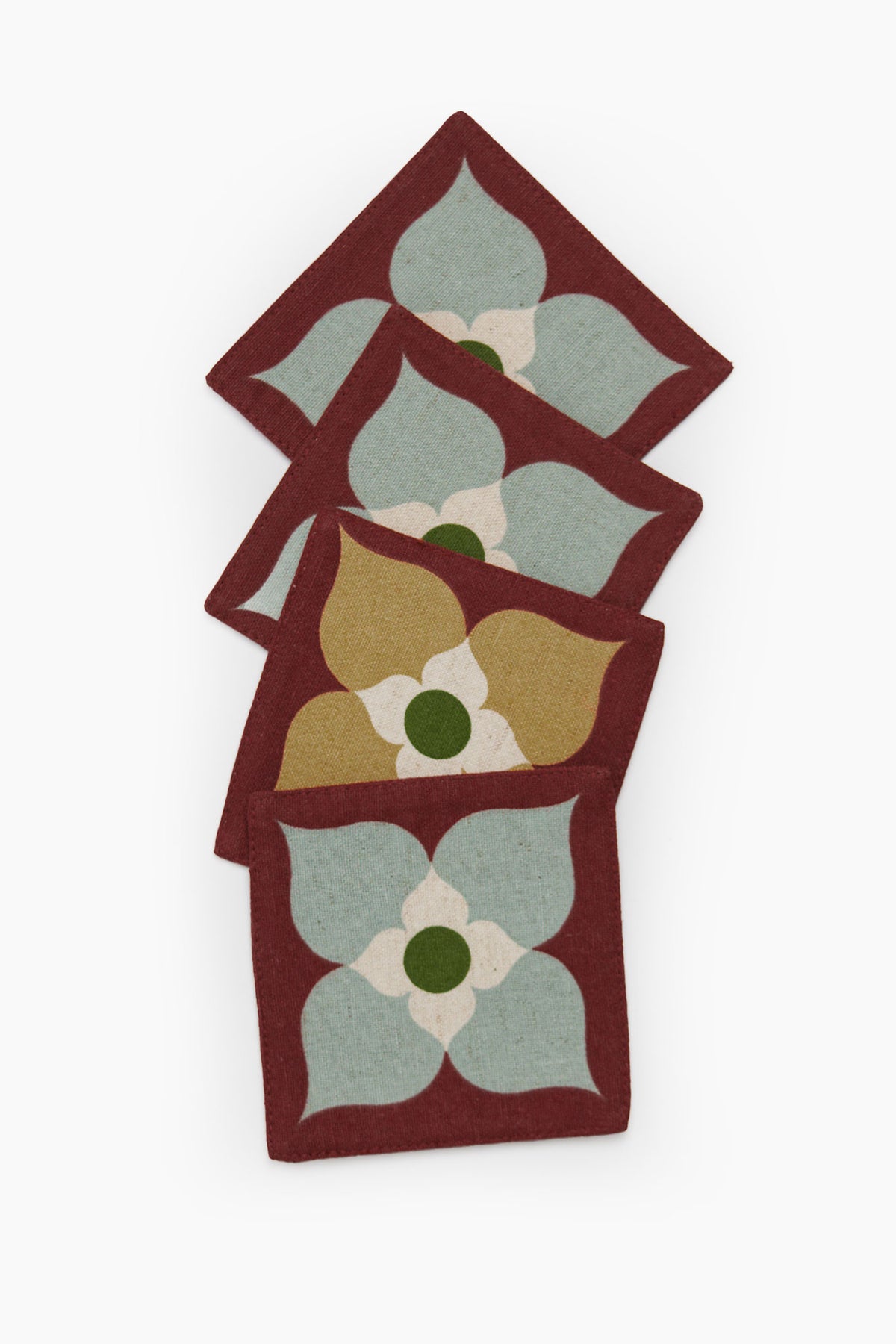 Athangudi Medallion Printed Reversible Coaster Set of 4