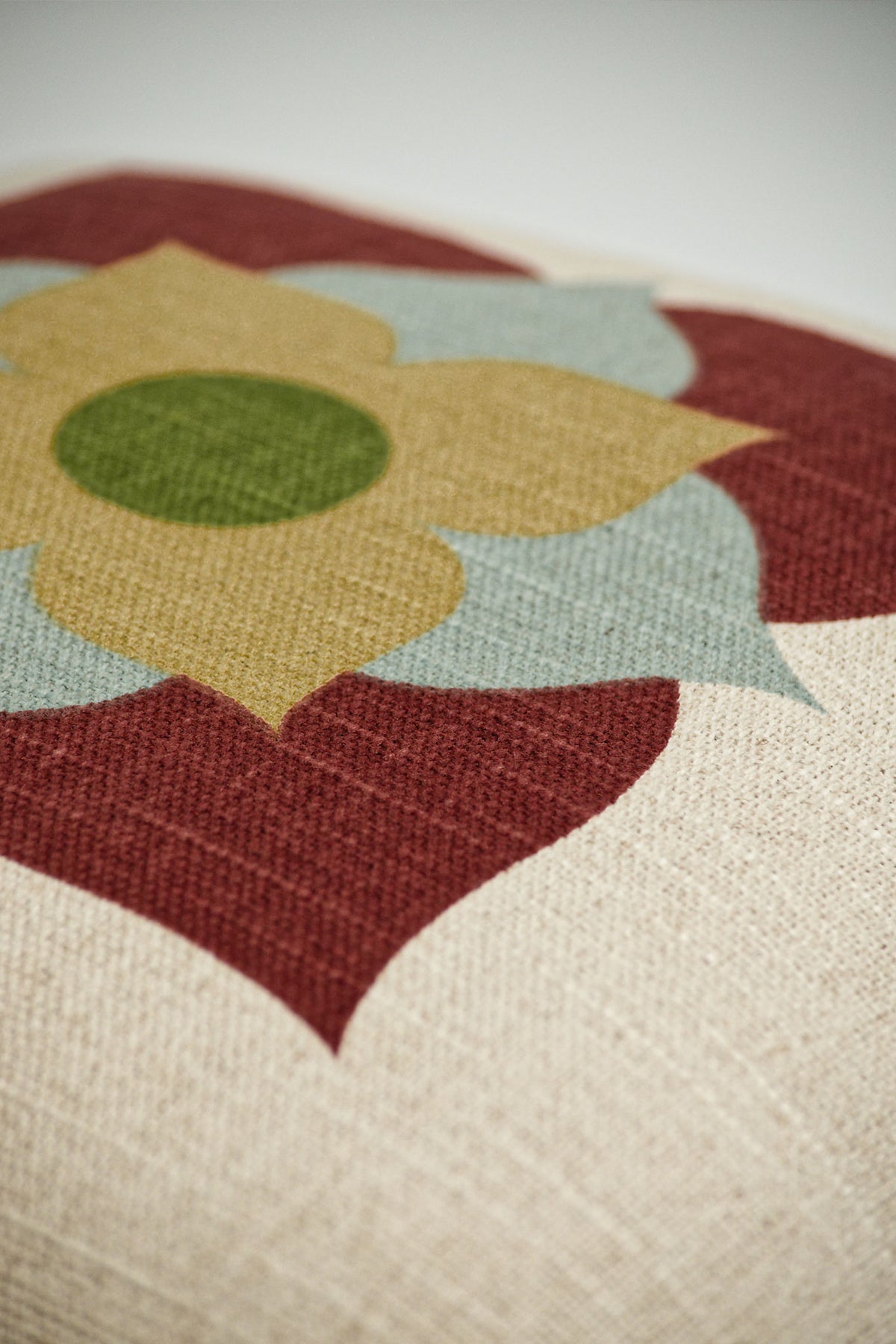 Athangudi Medallion Printed Cotton-Jute Cushion Cover