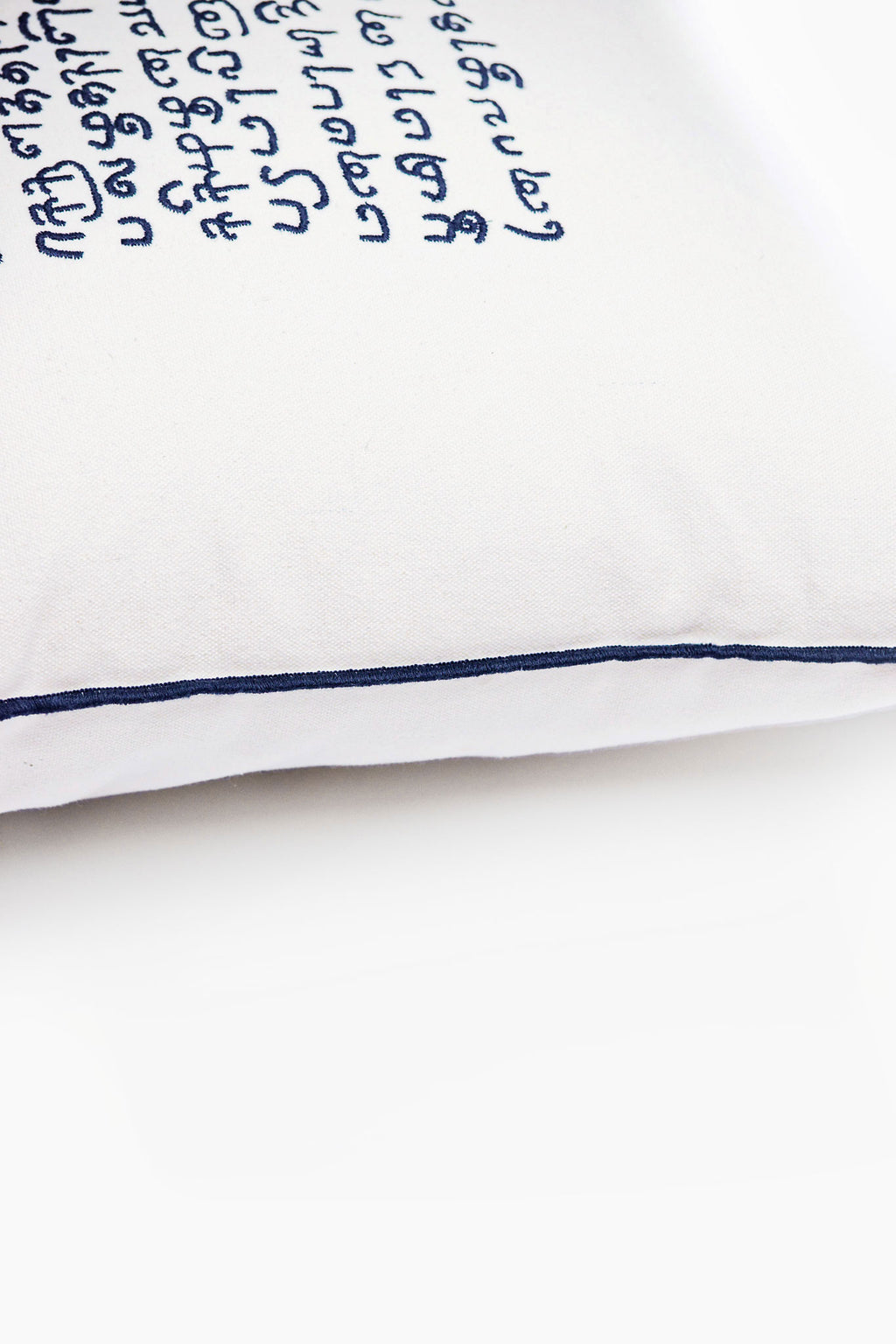 Script Embroidered Cotton Cushion cover