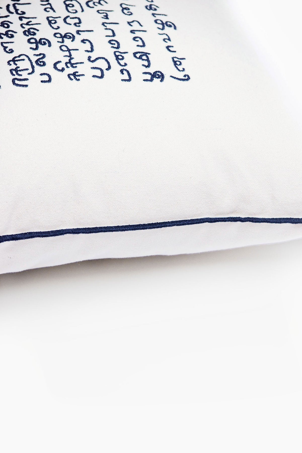 Script Embroidered Cotton Cushion cover
