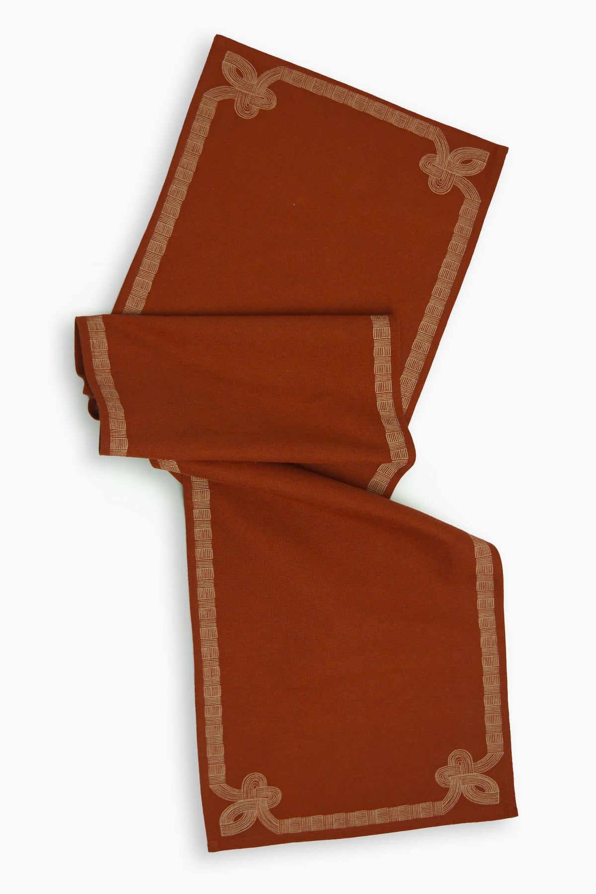 Kolam Border Printed Cotton Linen Table Runner