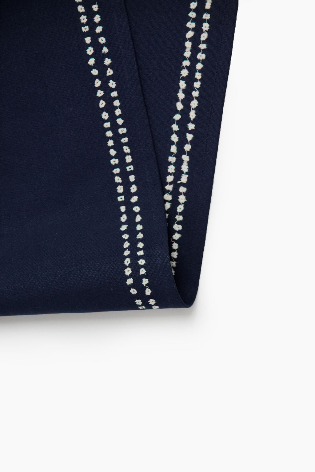 Dotted Stripe Embroidered Cotton Runner