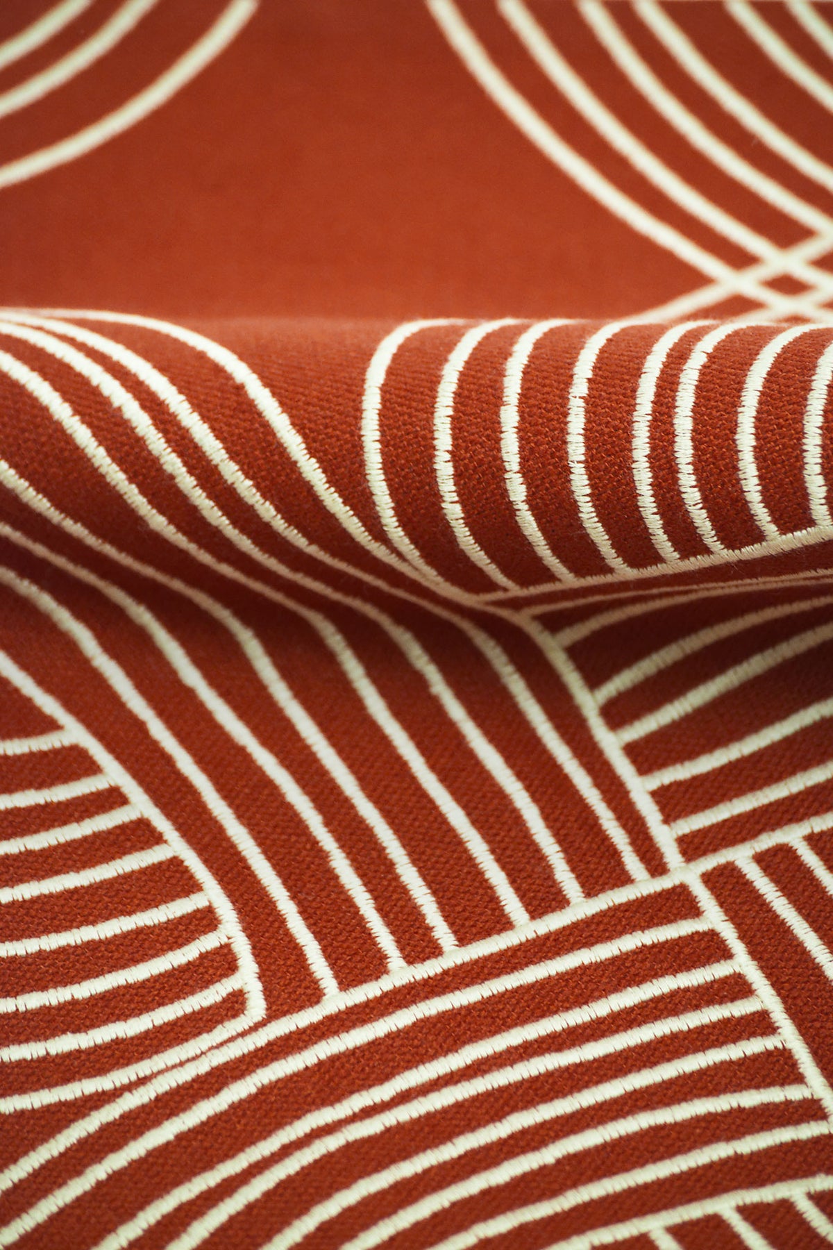 Quiet Arcs Embroidered Cotton Linen Cushion Cover