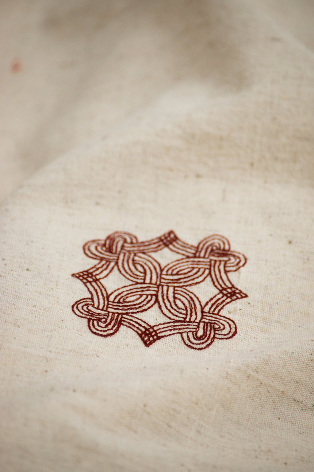 Quiet Kolam Embroidered Cotton Linen Table Cover