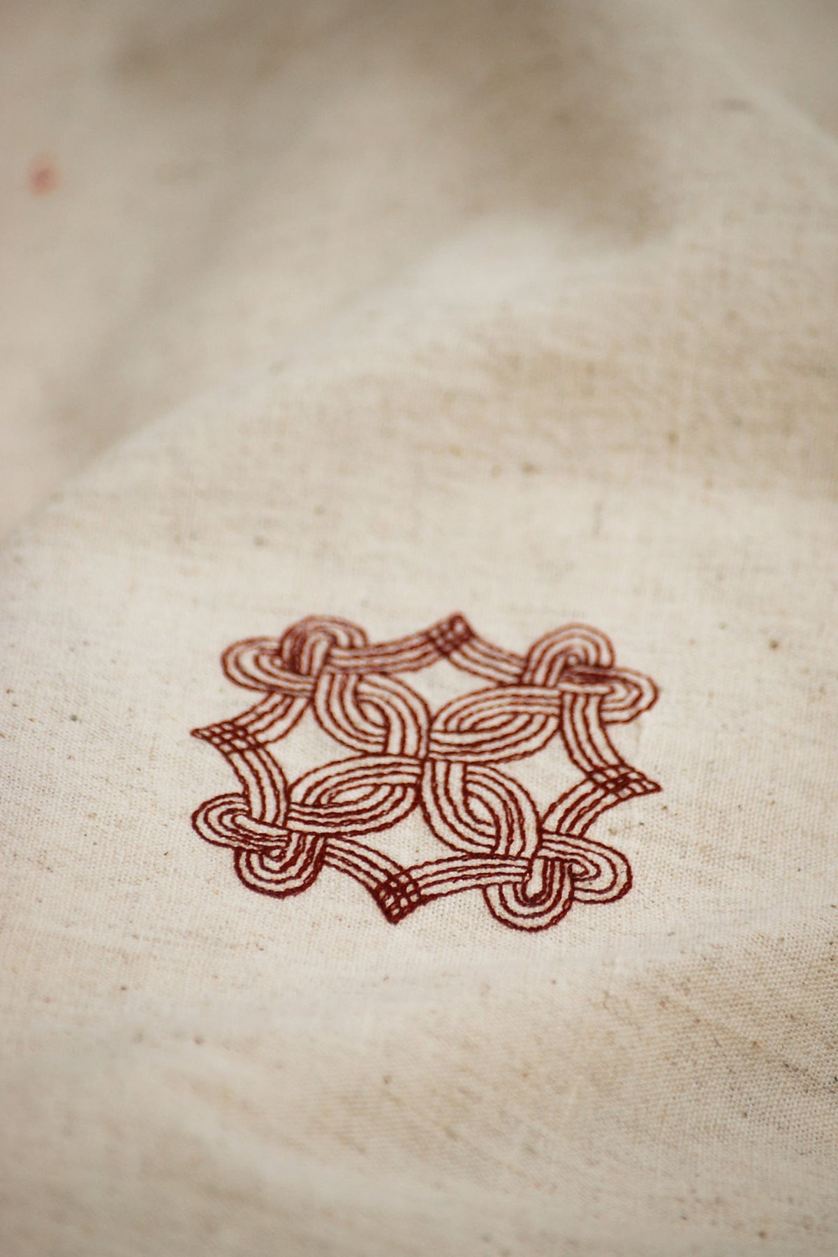 Quiet Kolam Embroidered Cotton Linen Table Cover