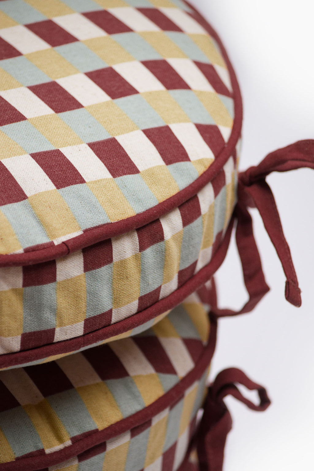 Athangudi Check Printed Round Chairpad Set of 2