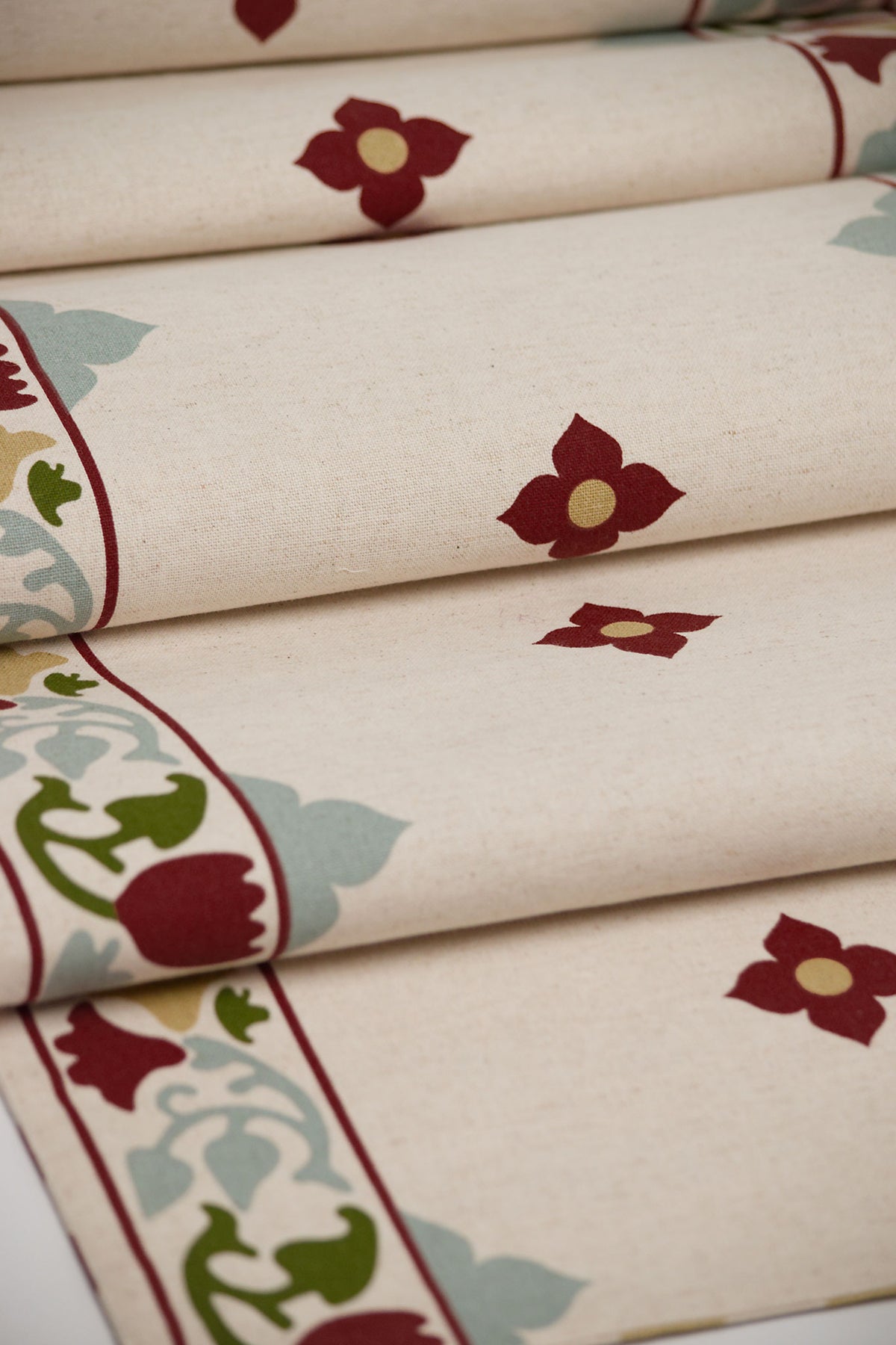 Athangudi Border Reversible Printed Cotton-Jute Table Runner