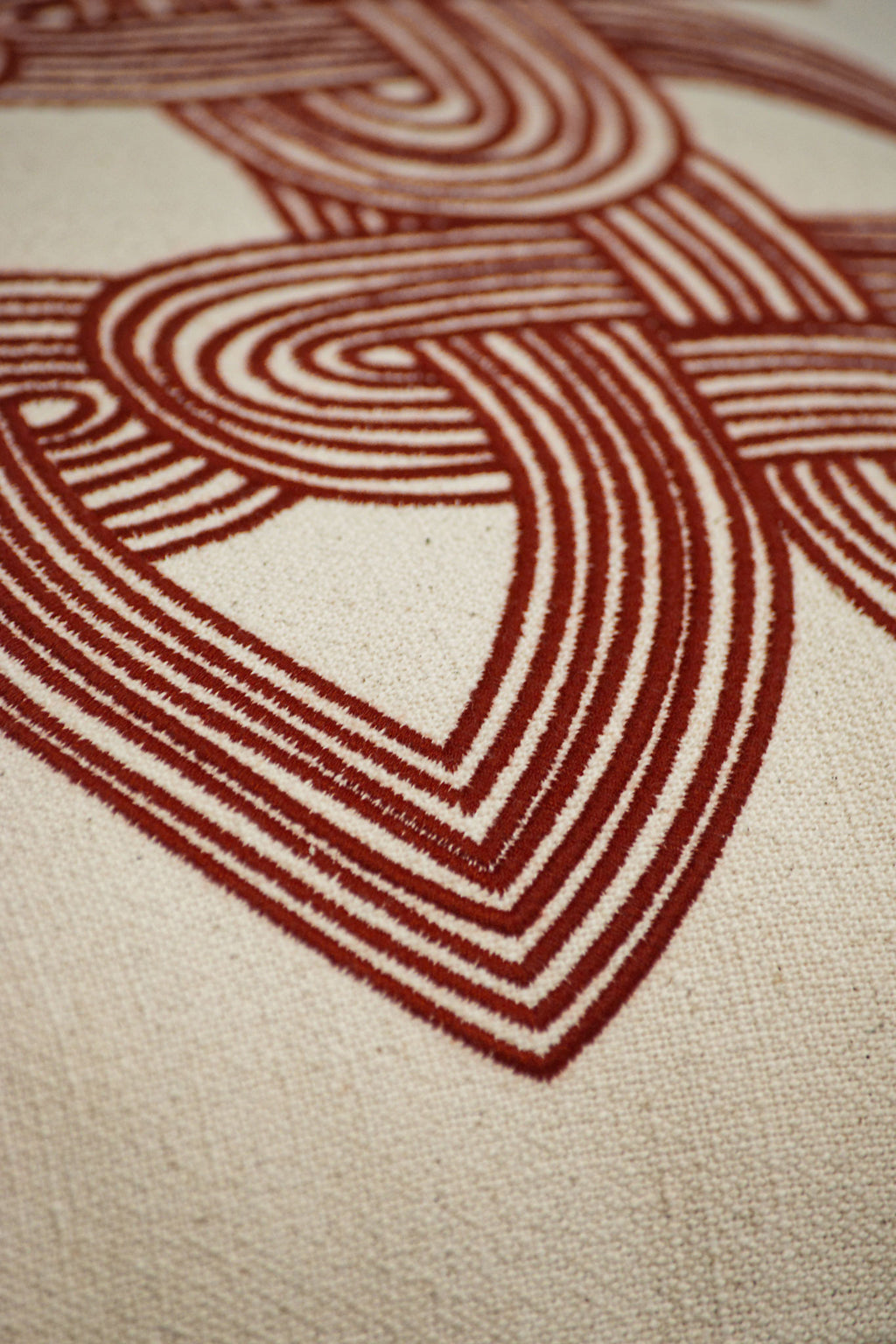 Kolam Knot Embroidered Cotton Linen Cushion Cover