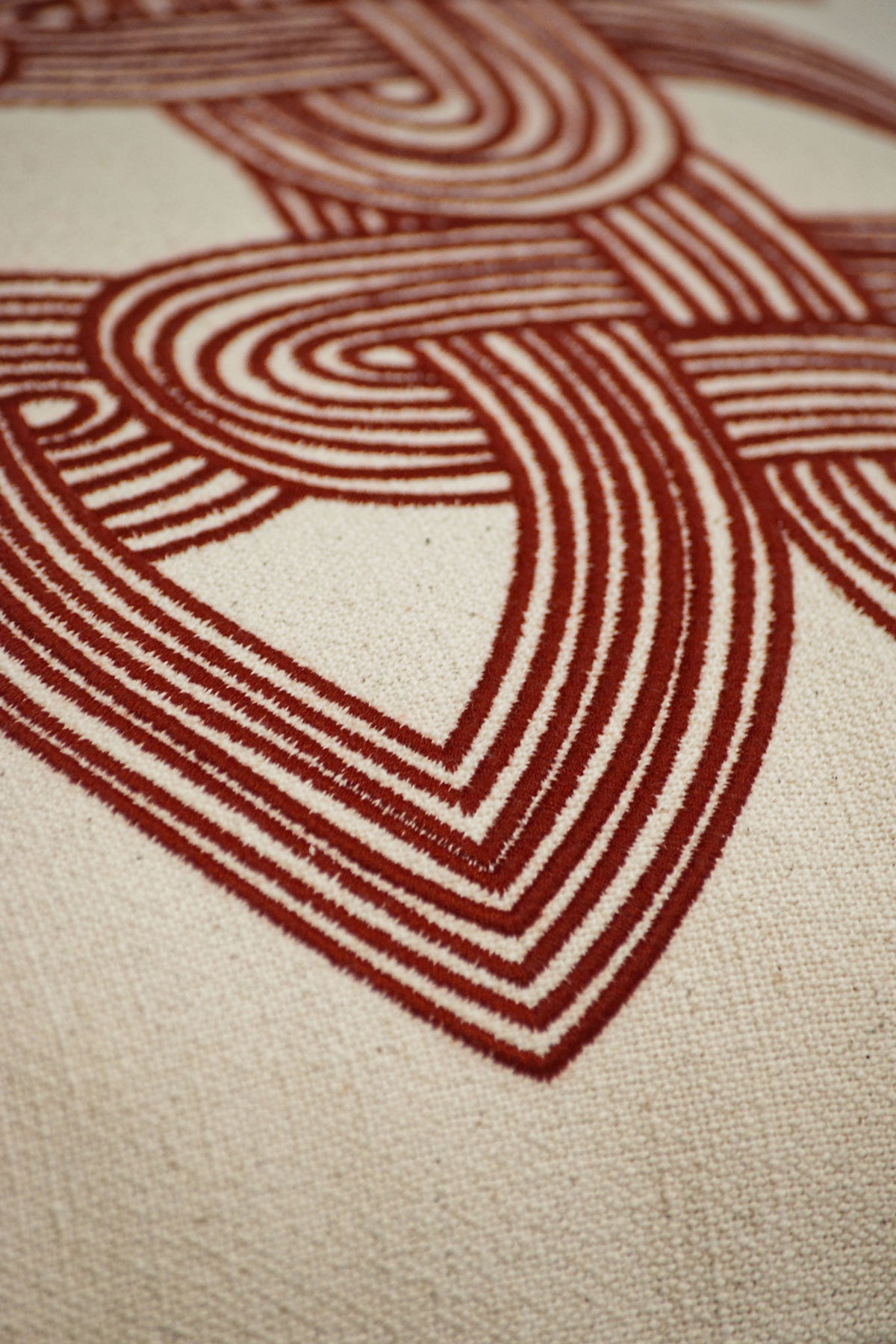 Kolam Knot Embroidered Cotton Linen Cushion Cover