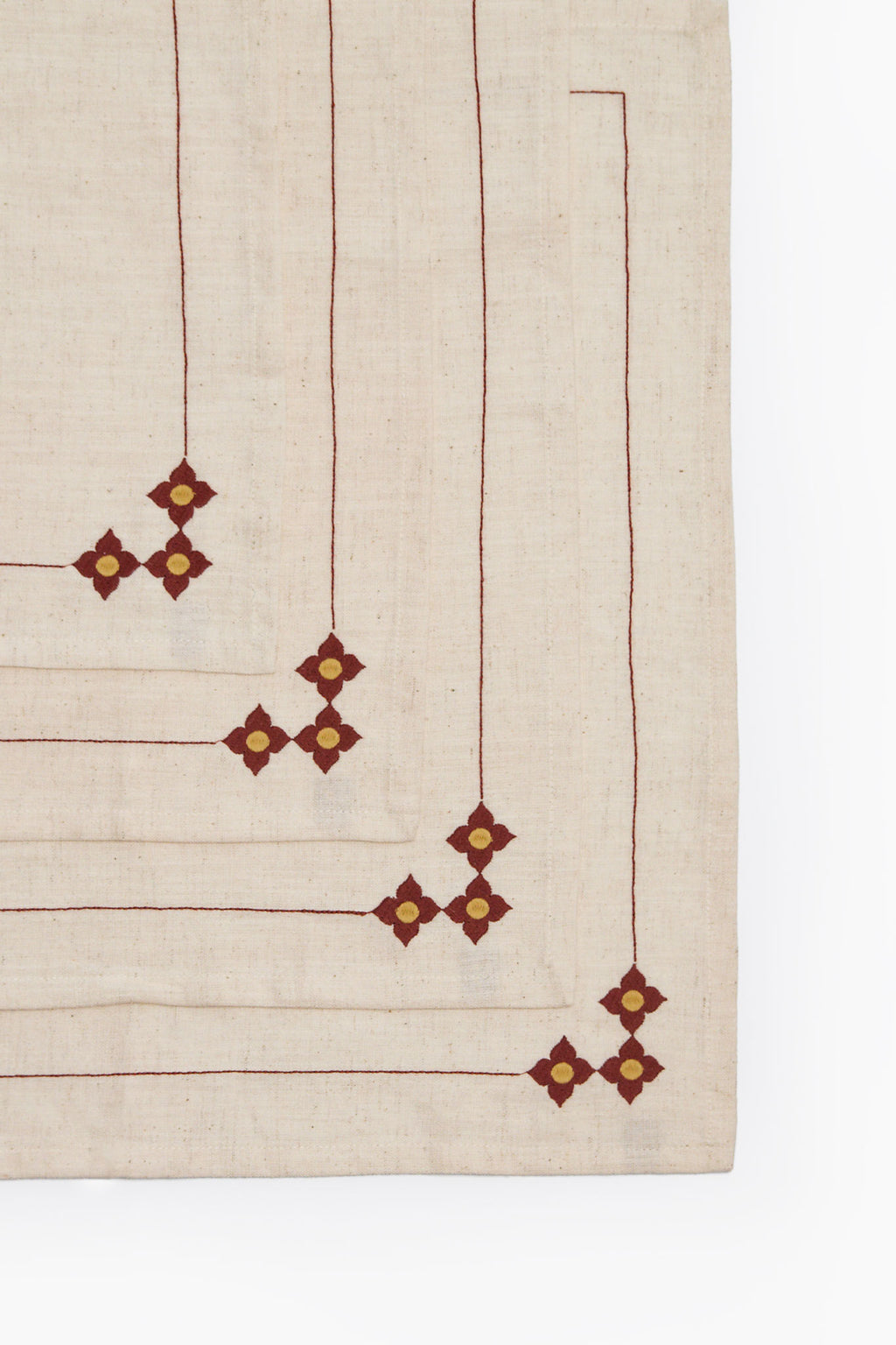Athangudi Embroidered Cotton Linen Napkin Set of 4