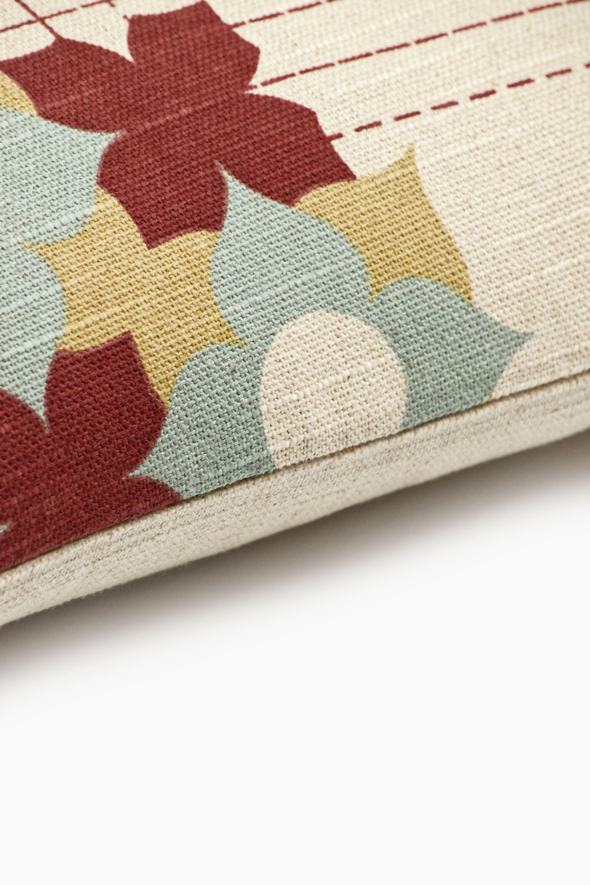 Athangudi Trellis Printed Cotton-Jute Cushion Cover