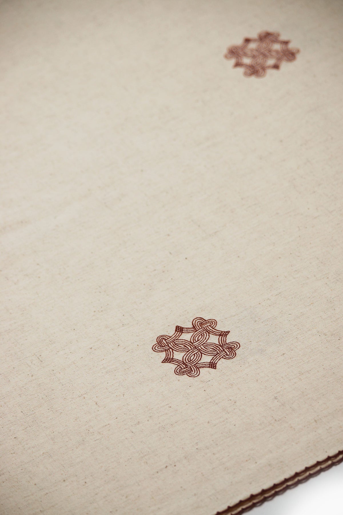 Quiet Kolam Embroidered Cotton Linen Table Cover